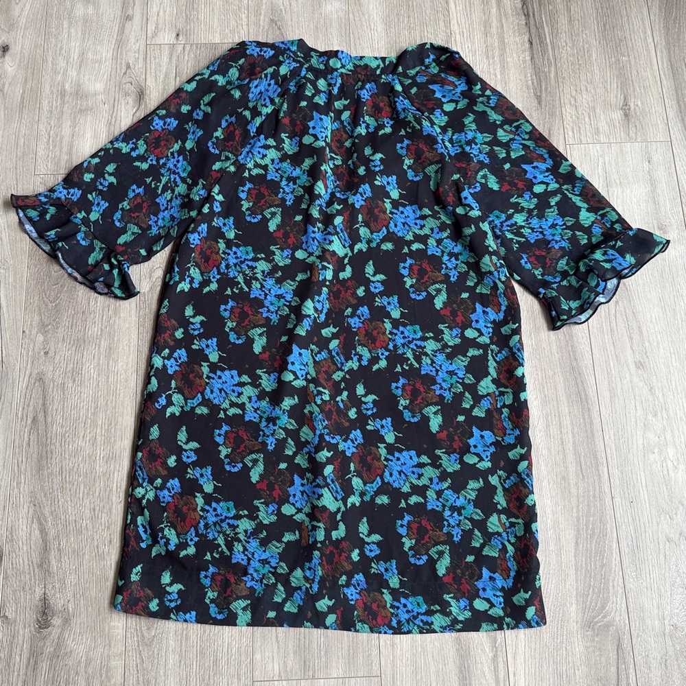 GANNI Flouncy Mini Dress, Meadow Azure Blue - Picture 3 of 10